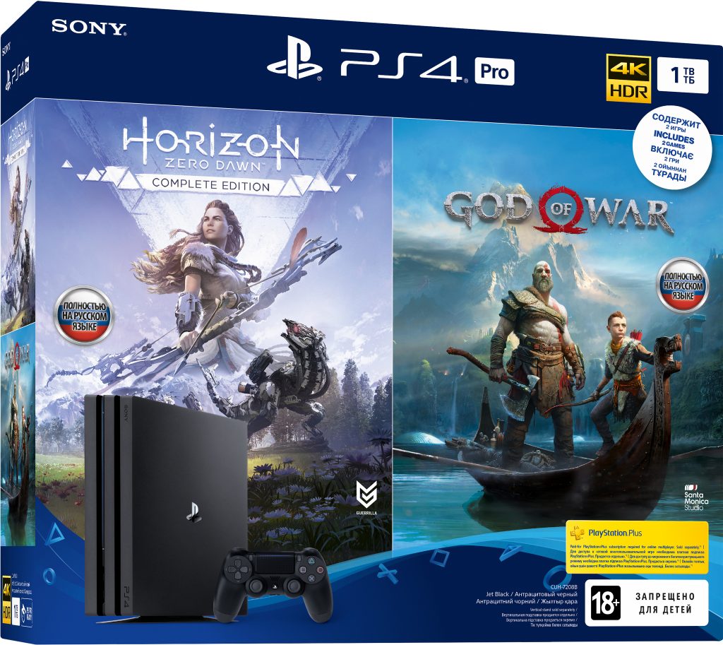 Купить PlayStation 4 Pro 1Tb + Horizon Zero Dawn + God of War в Симферполе,  Крыму